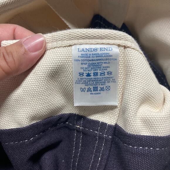 Lands End Canvas Tote Beige and Navy w/ letter "B" Good Condition. Pre-Owned - Picture 7 of 14